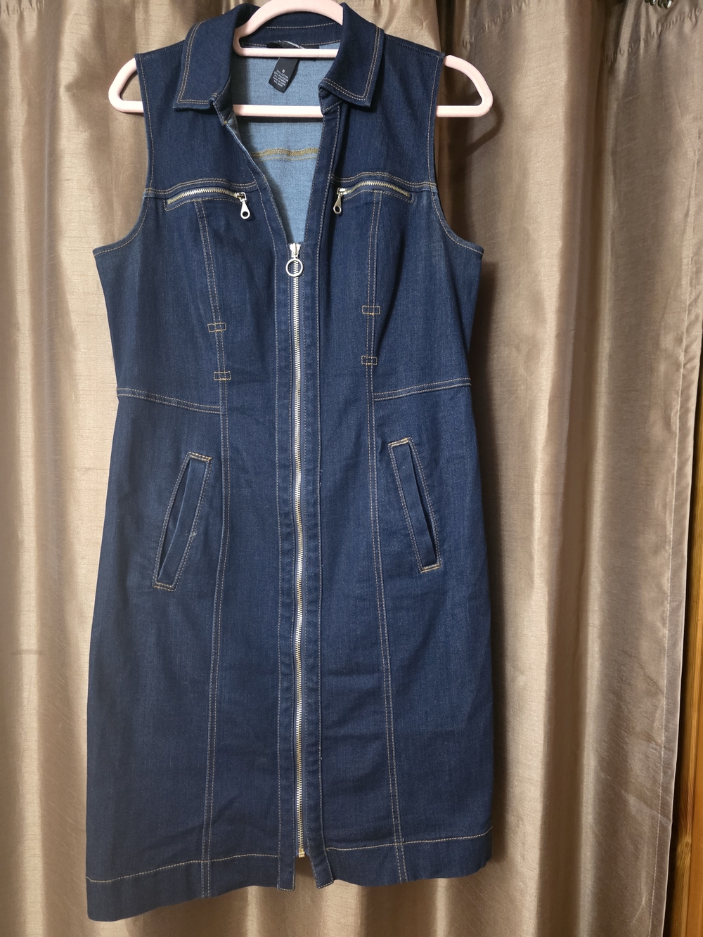 INC International Concepts Dark Blue Denim Dress with Contrast Stitching